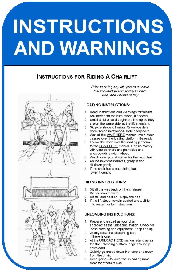 pajarito chairlift safety card