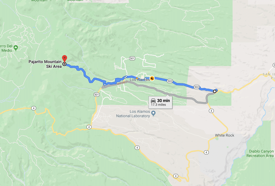 Los Alamos Pajarito Mountain map